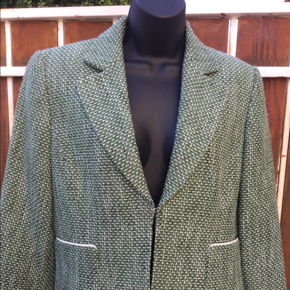 Alex Marie Petite green/cream twill jacket sz 10P